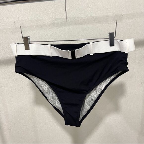 Volcom Simply Rib Retro Black White Bikini High Waisted Bottom 16W - Picture 2 of 6